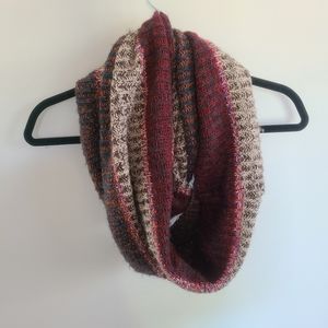 Burgandy and Grey Knit Infinity Scarf